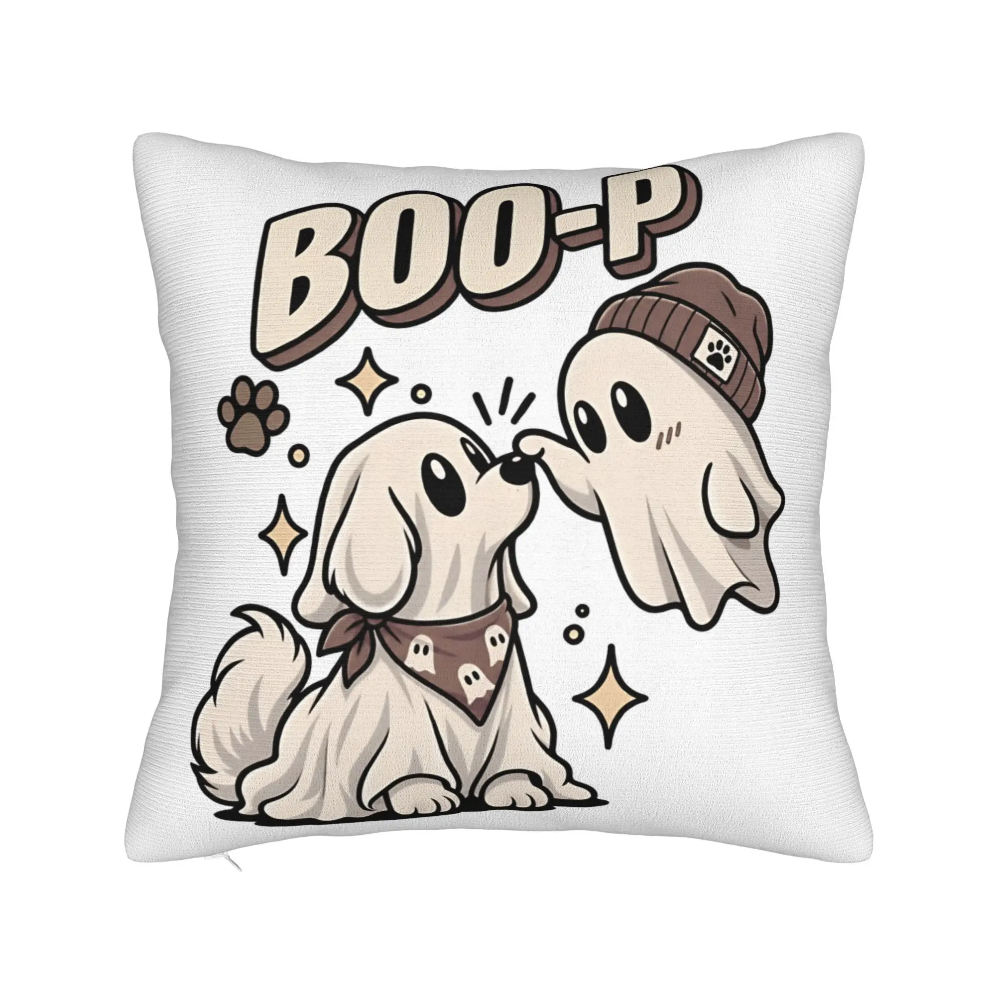 Ghost Dog Boo p Classic Pillow Cover  Funny Pillow Case For Living Room Bed Chair Soft Pillowcases Birthday Gift