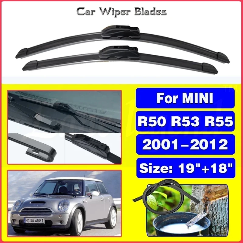 

Wiper LHD Front Wiper Blades For Mini Cooper S One R50 R53 Clubman R55 Windshield Windscreen Window Brushes 19"+18"