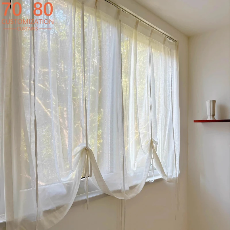 

Cream Wind Pressed Pleated Yarn Lifting Curtains Window Screen Bedroom Window Balcony Living Room French Window Kitchen Lifting