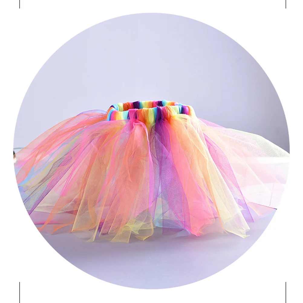 

Rainbow Tutu Skirt Dress Set Unicorn Headwear for Girls Waist 40cm Headband 30cm Dress 15cm Long Party Princess Costume