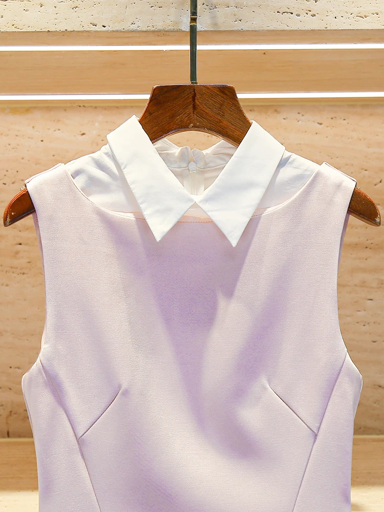 Vestido de Mujer con Cuello  de Satén, Estilo Dulce y cado, Vestido Tipo Ceco Ajustado a la Cintura, Falda Línea A...