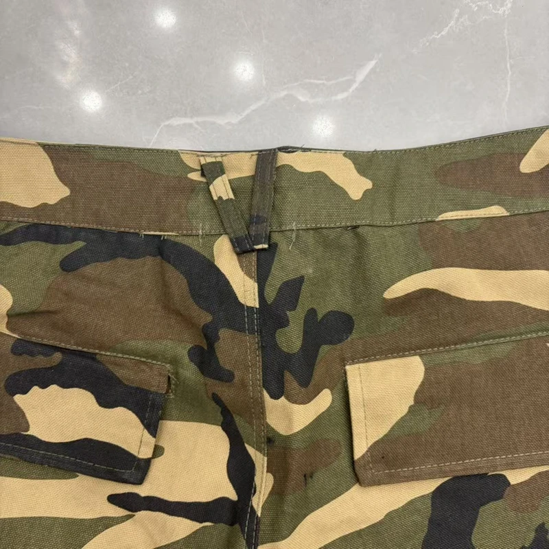 Camo Cargo Shorts für Herren, Baggy Multi-Pocket-Shorts mit Kordelzug in der Taille, Baumwolle, Streetwear, Hip-Hop, Camouflage, knielang, taktische Shorts – Detail 7