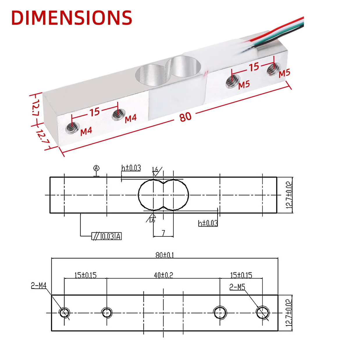 Mini Load Cell Module HX711 AD Weight Sensor 1kg 2kg 3kg 5kg 10kg 20kg Weighing Pressure Sensor Measurement Tools Kitchen DIY