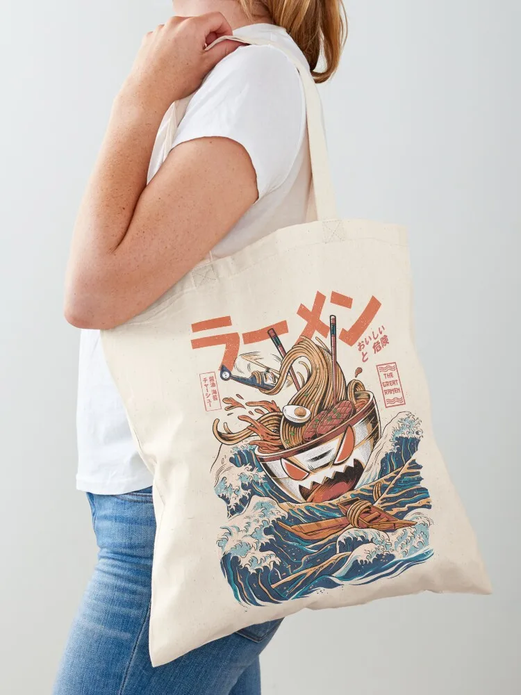 

The black Great Ramen Tote Bag supermarket folding bag personalized tote Women's shopper Canvas stote bag