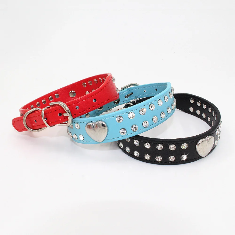 Shiny Rhinestone Pet Collar Love Dog Collar Comfortable Leather Dog Leash Italian Greyhound/Whippet Collar