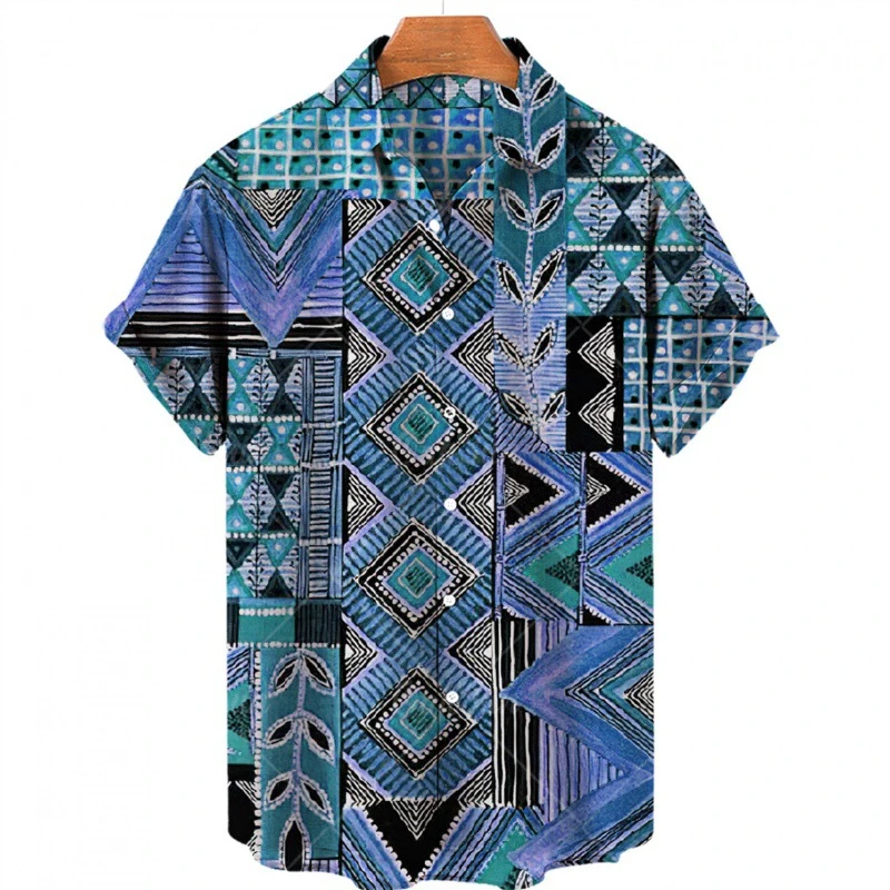 Men's Hawaii Beach Casual Shirts African Traditions 3D Print Fashion Blouse Short Sleeve Female Clothing 2024 Streetwear Camisa