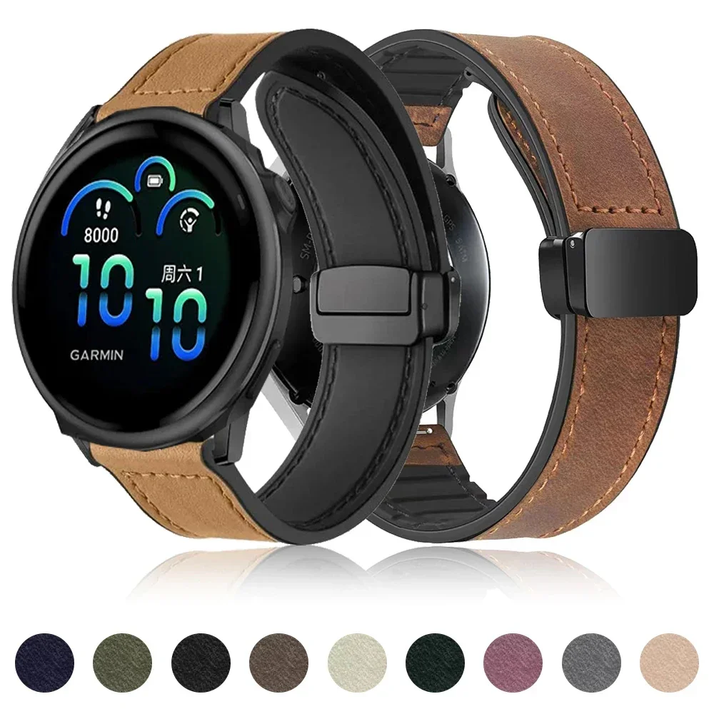 22mm 20mm Pelle + cinturino in silicone per Garmin Active 5 6/Venu 3 2/Vivoactive 5 4 3 Bracciale per Garmin Forerunner 158 265 745 965