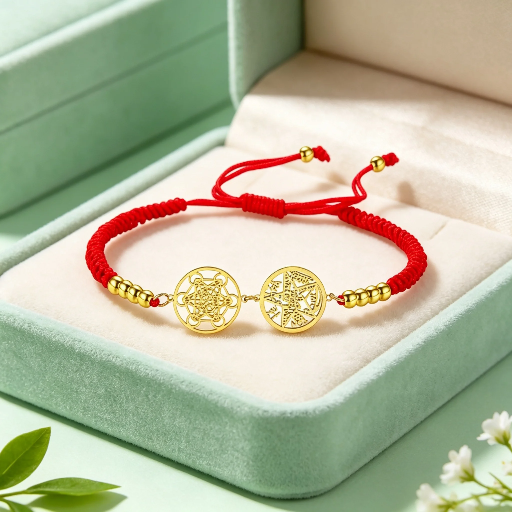 Retro Witch Knot Pentagram Rope Chain Bracelet Stainless Steel Round Archangel Seal Metatron Woven Rope Bracelet Jewelry Gift