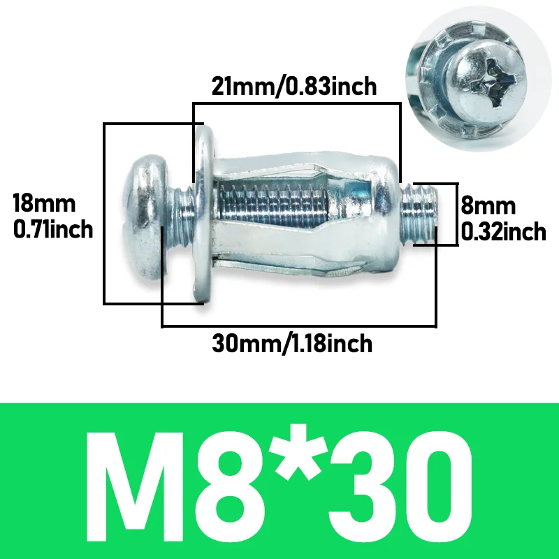 10pcs M8x30