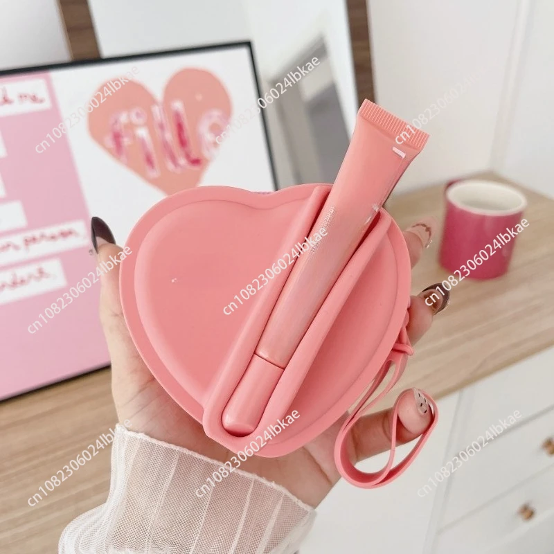 Lipstick lip glaze silicone love storage bag portable earphone bag change bag AA electricity   personality