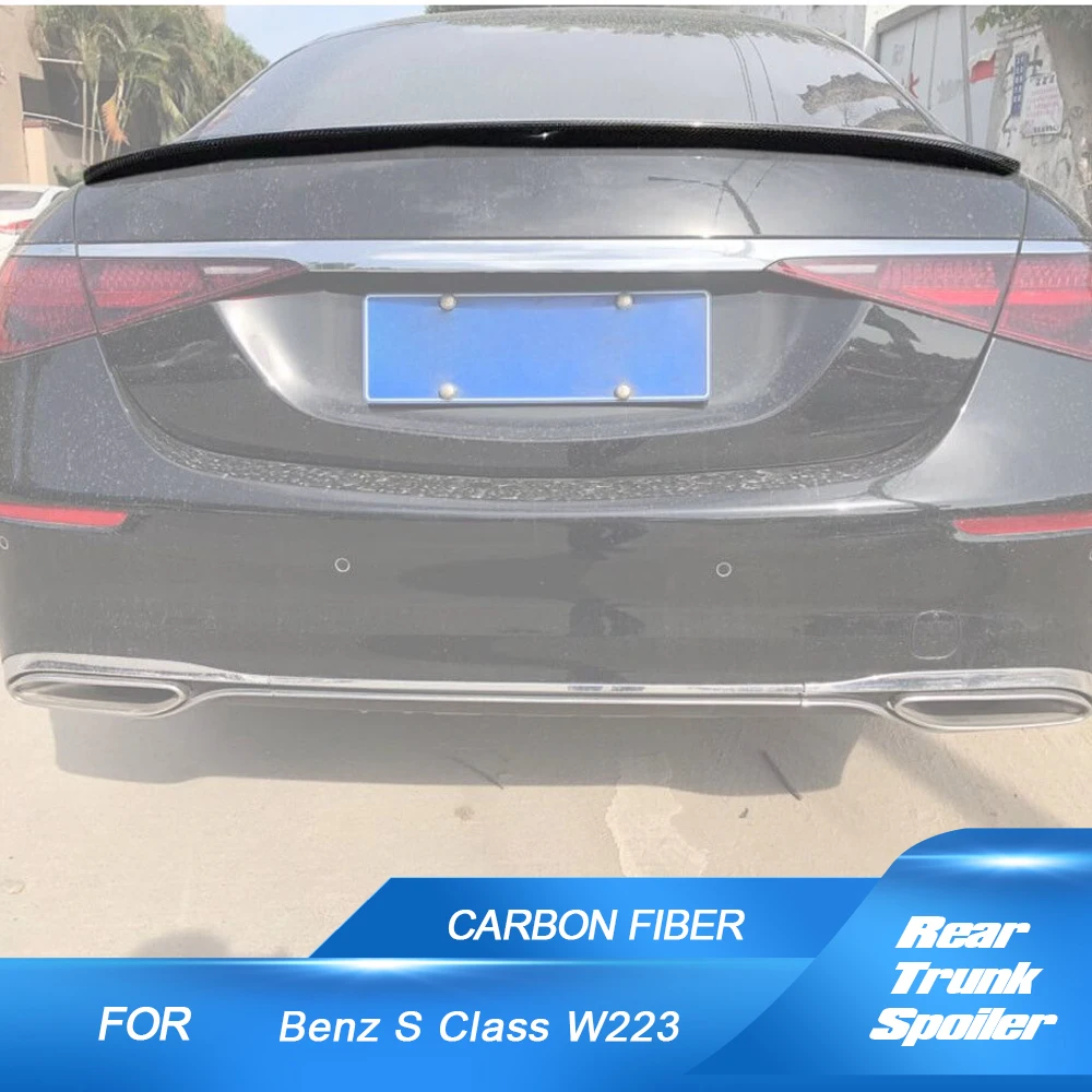 Real Carbon Fiber Car Rear Trunk Spoiler Wing for Mercedes-Benz W223 S500 S580 2021UP Car Rear Trunk Boot Lip Wing Auto Spoiler