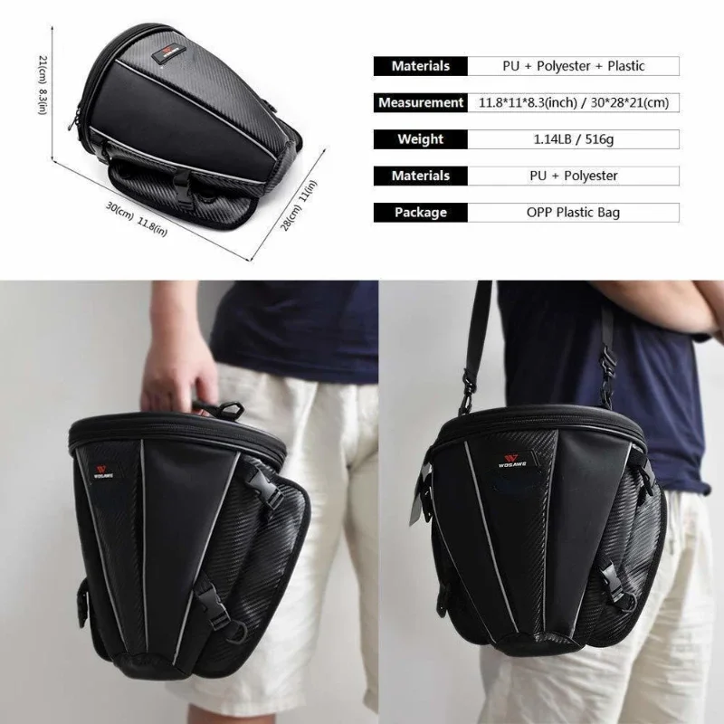 

Motorcycle Durable Rear Seat Bag Suitcase Travel Shoulder Luggage Waterproof Motorbike Backpack Tail Tank Bag Leather Sports