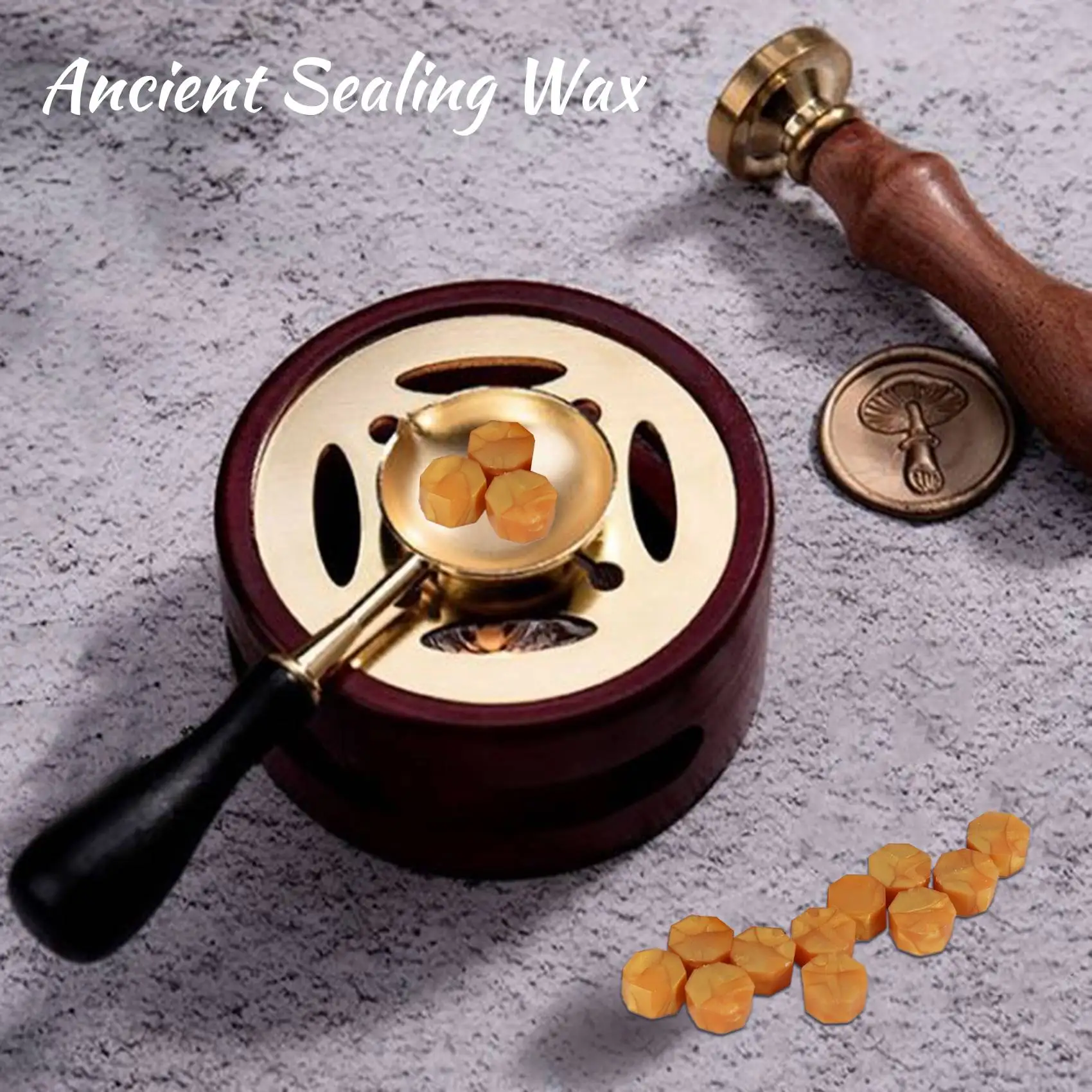 100Pcs Sealing Wax Seal Beans Stamp Beads for Vintage Craft Envelope Wedding Wax Seal Ancient Sealing Wax Tools -Golden SQ