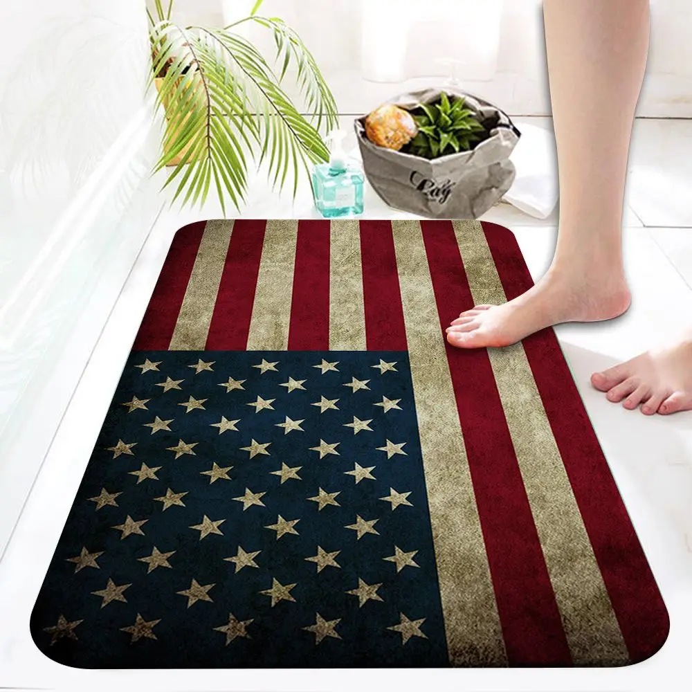 American Flag Long Rugs Nordic Style Bedroom Living Room Doormat Home Balcony Anti-Slip Household Carpets