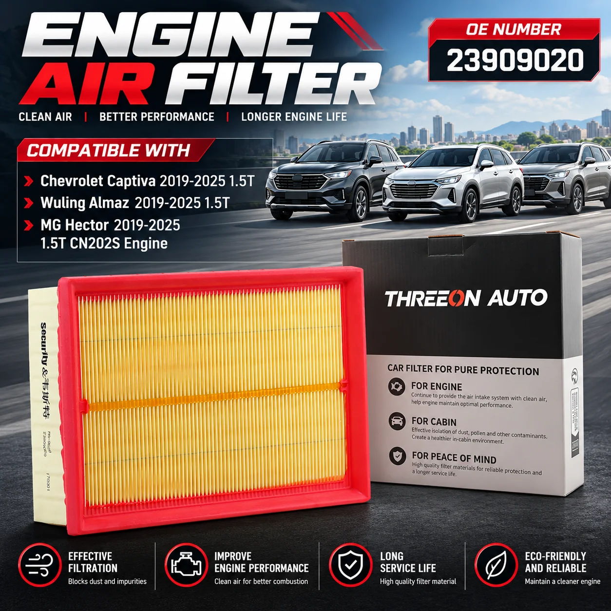 Für Chevrolet Captiva Wuling Almaz mg Hector Baojun (SGMW) 1,5 t RC-5w RM-5 RS-3 ma9628 Luftfilter