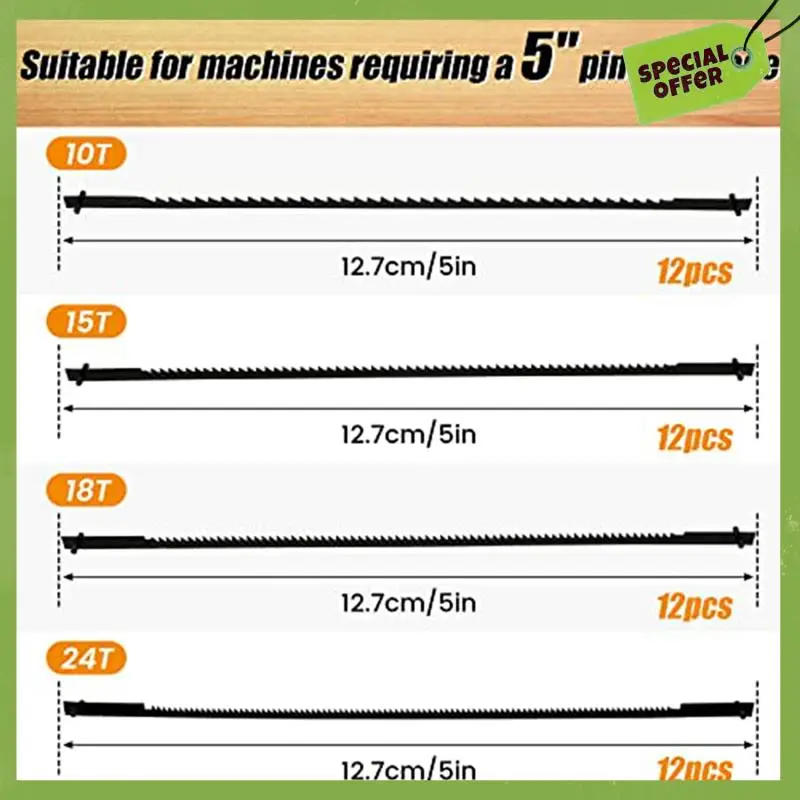 Classy-48 Pack Scroll Saw Blade Set 5 Inch Scroll Saw Blade Pin End Replacement For Wood Metal