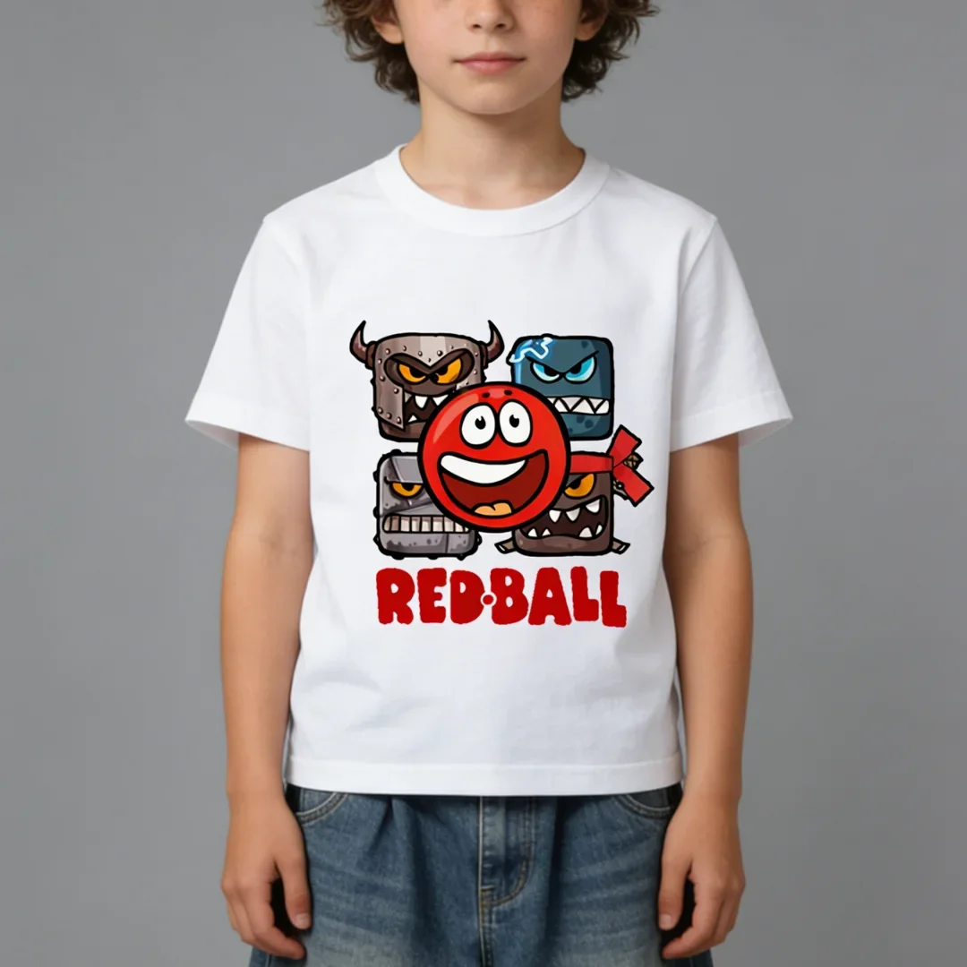 Red Ball 4 Print Cartoon Game Funny Kids Summer Casual Tops Men Women Adults Children Boy Gril Kids Parent Child Cotton T Shirt