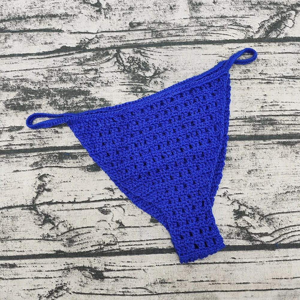 1pc Hand Crochet Swimsuit Comfortable Women Swimwear Shorts Low Rise Triangle Swim Sunbathing G-strings Bikini