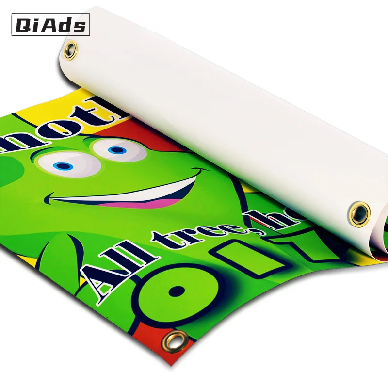 QiAds  Custom Advertising Size Picture Design Background Print PVC Outdoor Spray Cloth Banner Vinyl/Fabric Banne Vinyl Banner