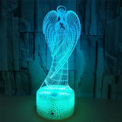 Nighdn Acryl Nachtlicht Engel 3d Illusion Lampe Schlafzimmer Nachttisch Nachtlicht LED Tisch lampe Geschenke für Mädchen Geburtstags feier