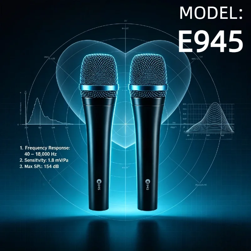 

Динамические микрофоны E945, двойной комплект, суперкардиоидные, для живого вокала, проводные, профессиональные, для сцены, для певцов, 2 шт. в комплекте, премиум-класса