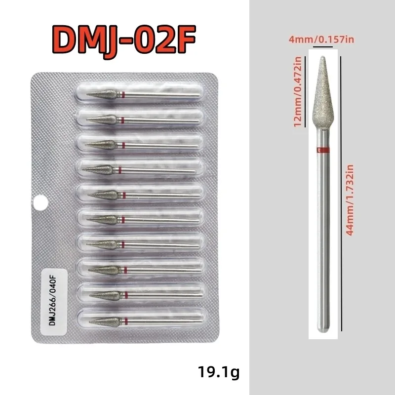 10-teiliges Diamant-Nagelbohrer-Set, Diamant-Fräser für Maniküre, 3/32 Zoll, elektrische Nagelfeile, Nagelhautentferner-Werkzeug – Detail 6