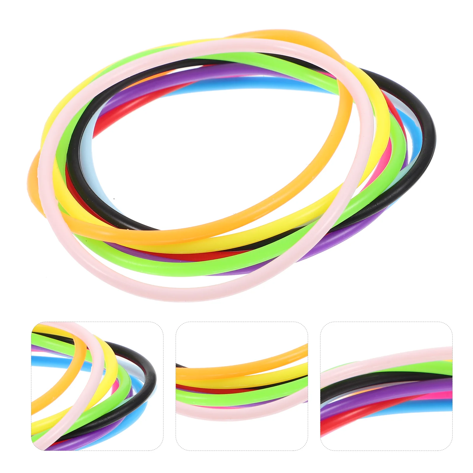 

100 Pcs Colorful Rubber Bracelet Rave Bracelets Aesthetic Women Hair Ties Silicone Wristbands Ring Miss