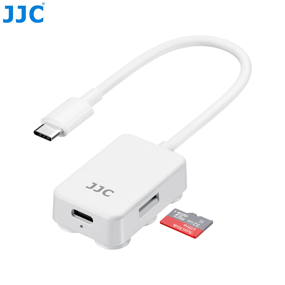 JJC Micro SD Card Reader For Phone Tablets Laptops Micro SD Card Adapter with Type C Simultaneous Charging and Reading