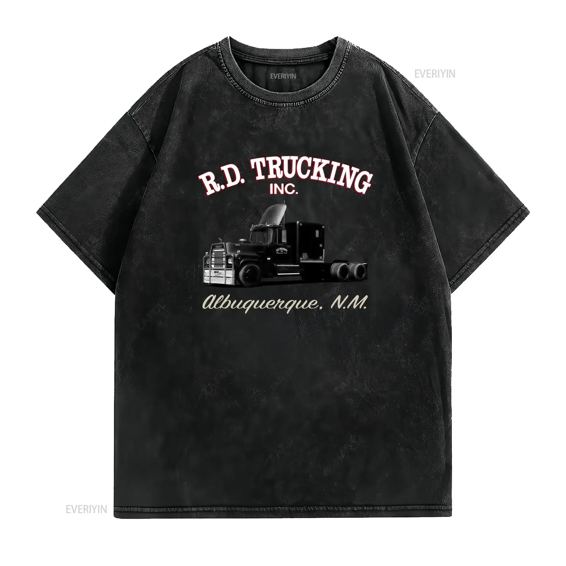 R D Trucking Logo Convoy Movie Men's Black T Shirt Size S 5XL vintage Washed homme Comfortable Breathable Versatile Casual