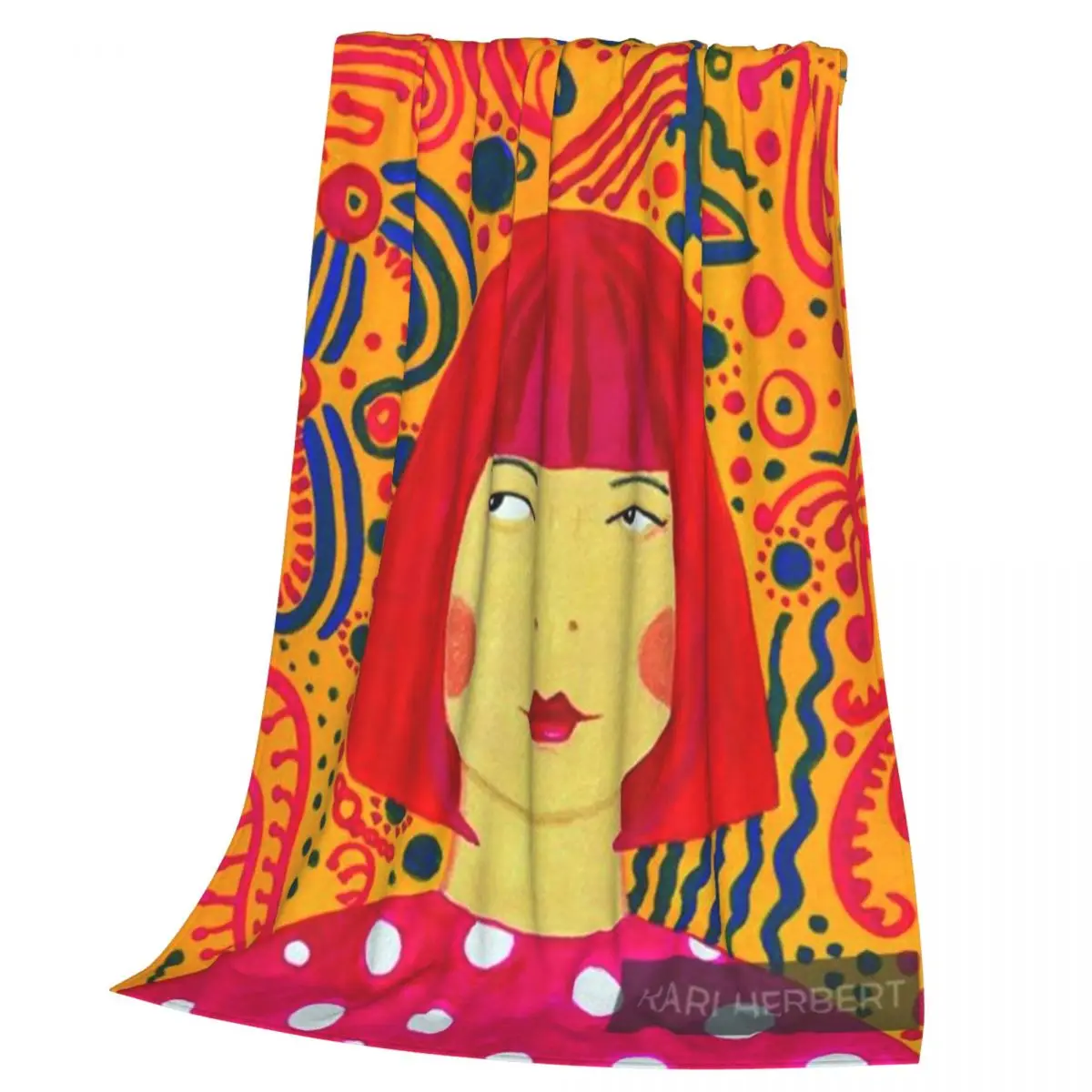 Yayoi Kusama Abstract Painting Blanket Soft Warm Flannel Throw Blanket Bedding for Bed Living room Picnic Travel Home Sofa
