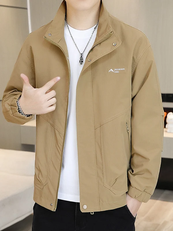 

Faionable ort Мужская куртка на весну и осень с воротником-стойкой в Корейском стиле, универсальная молодежная верхняя одежда, дышащее полиэфирное волокно