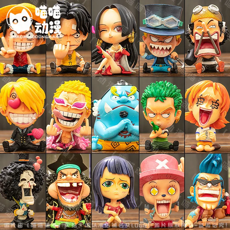 One Piece Full Set Q Hand Model Luffy Sauron Shan Zhi Big Head Doll Model Car Ornaments To Send Boys Gifts Luffy Big Head Doll.