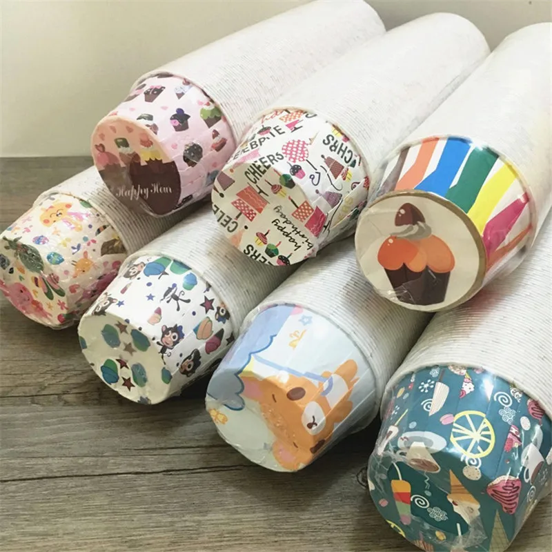 

100Pcs Cartoon Printed Muffin Cupcake Paper Cups Holder Liners Pastry Accessories Wedding Party Cake Decoration