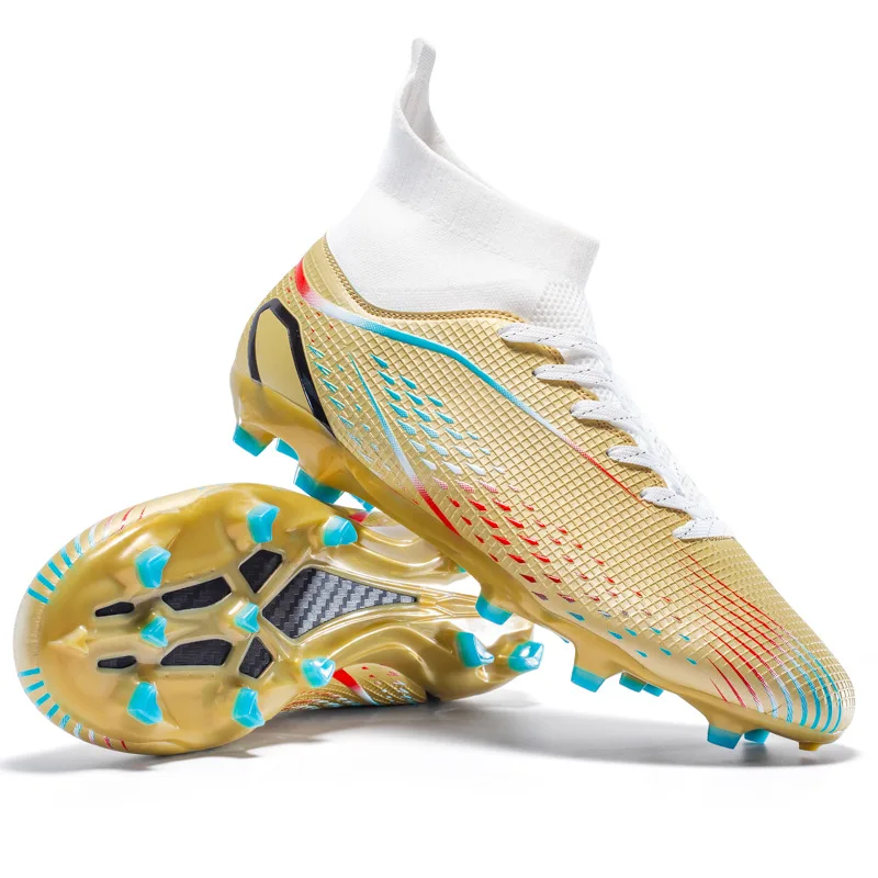 Professional High Top Anti-Skid Wear-Resistant Training Shoe FG/TF Men's Soccer Shoes Children's Football Boots Outdoor Sneakers