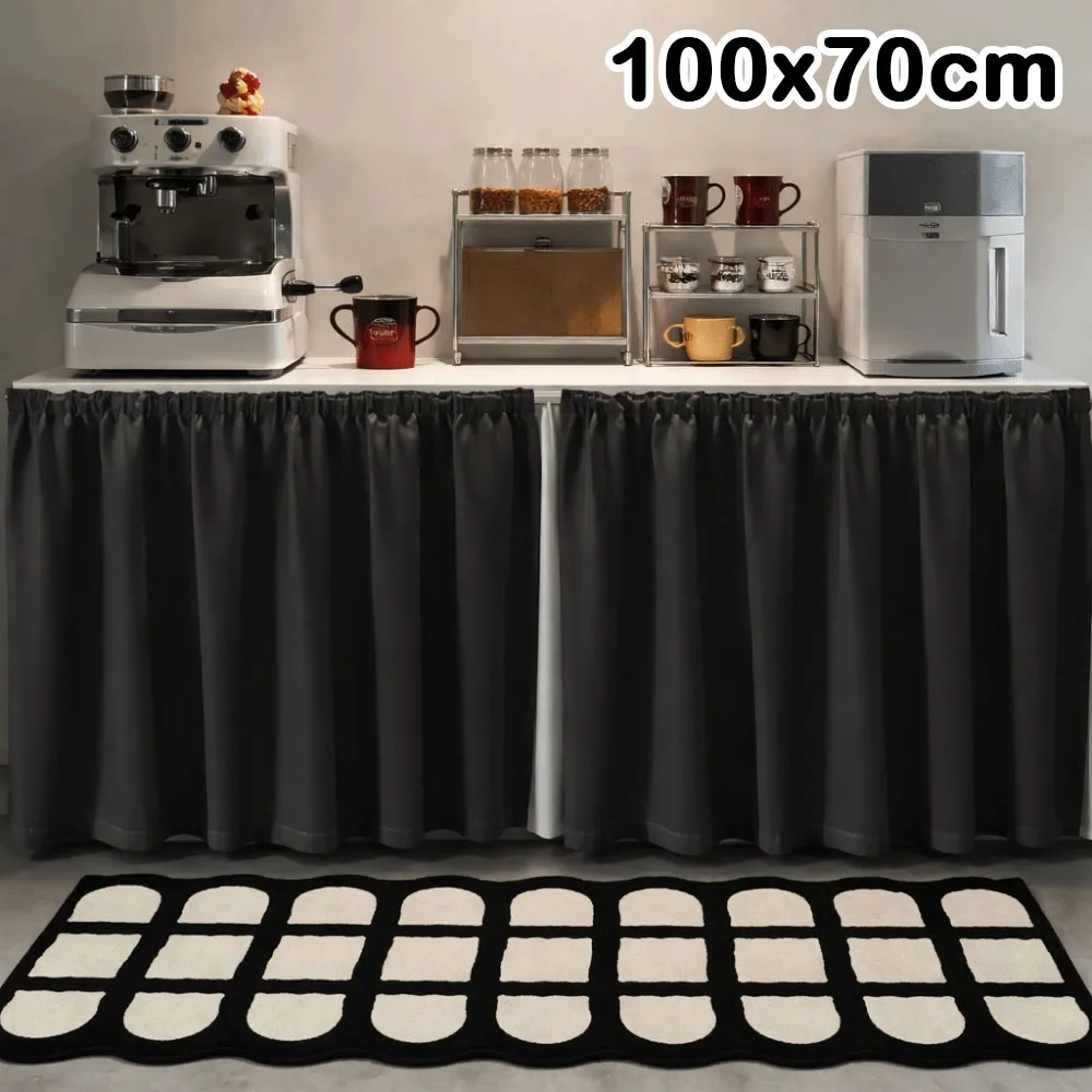 New Waterproof Chiffon Curtain Blockout Scratch-resistant Half Curtain Thickened Dustproof Table Skirt Dining Table