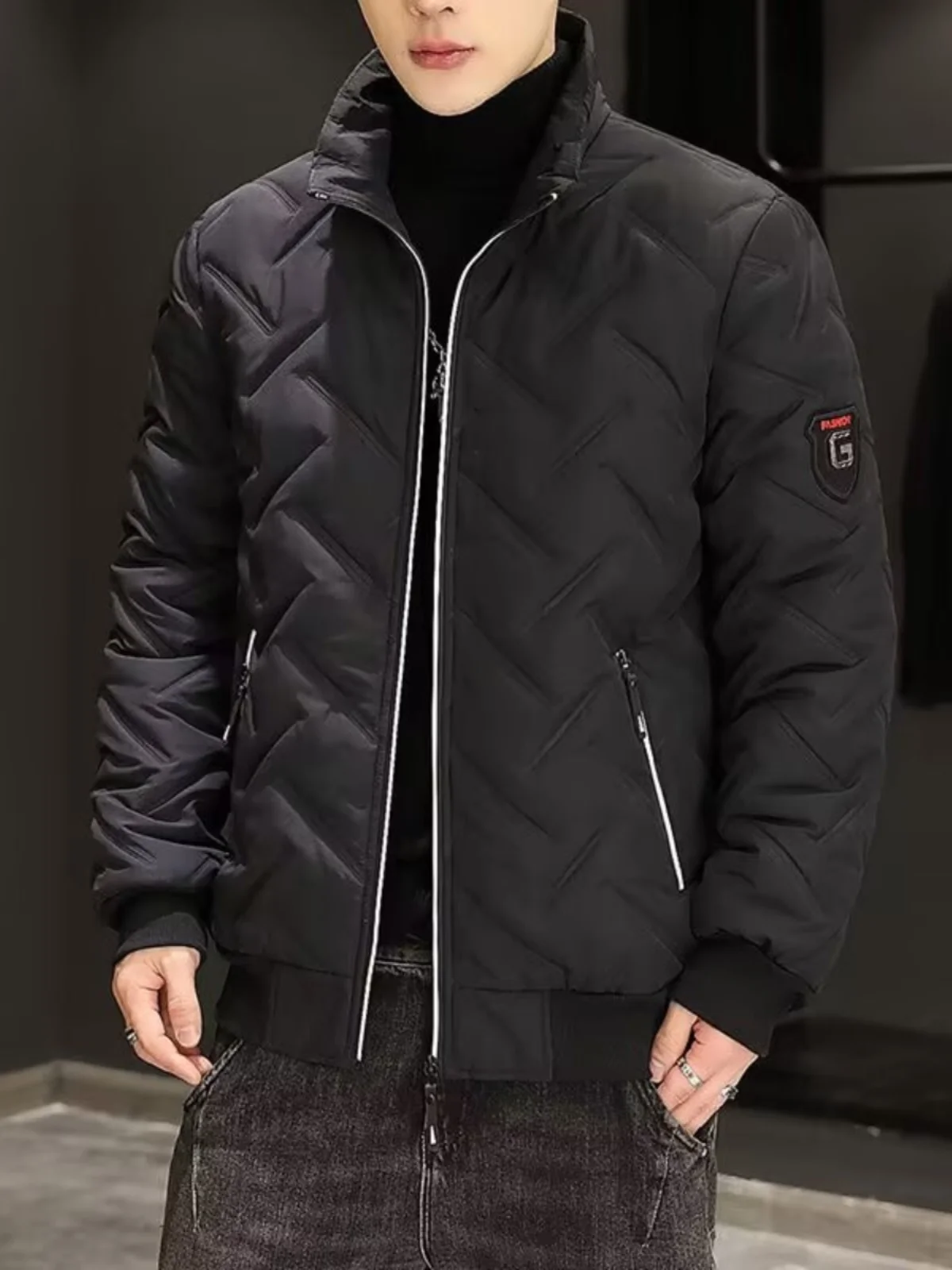 Men's Cotton Jacket Baseball Collar Slim Fit Windproof Warmth Outerwear Fashionable Brand Autumn Winter New Arrival