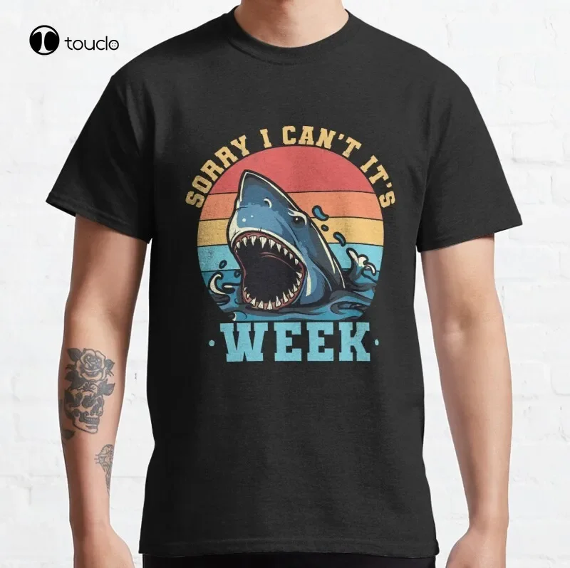 Vintage Sorry I Can'T It'S Week - Funny Shark Classic T-Shirt Cotton Tee Shirt
