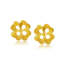 Genuine 18K Gold Color Stud Earrings Simple Plum Blossom Design for Women Flower Tassel Earrings Fine Jewelry 2023 Gifts