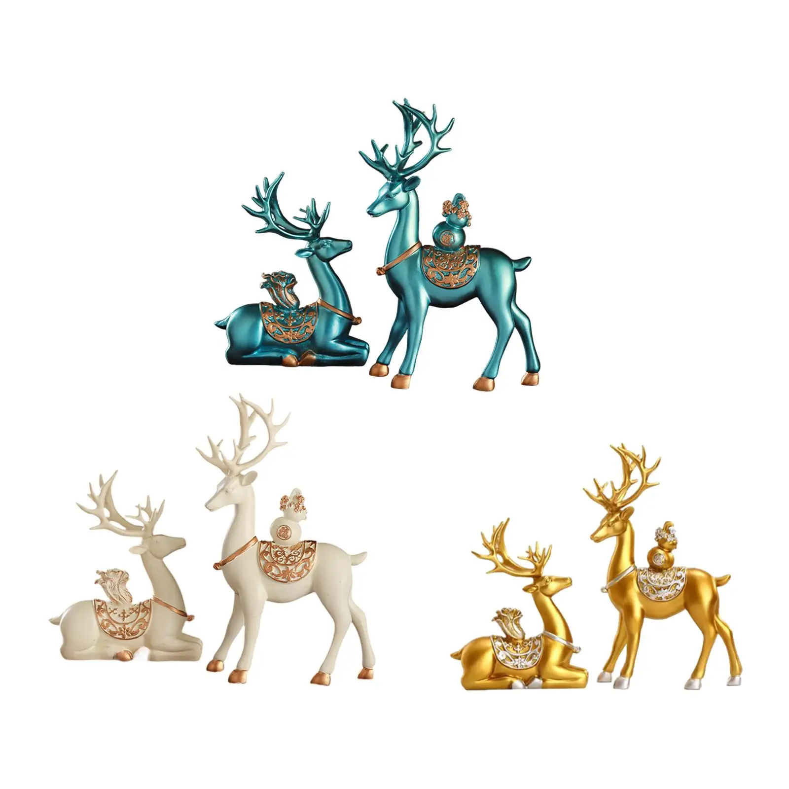 

2 шт. фигурки оленя, коллекция настольных украшений, скульптуры процветания, декоративные статуи для стола, центральная полка для офиса