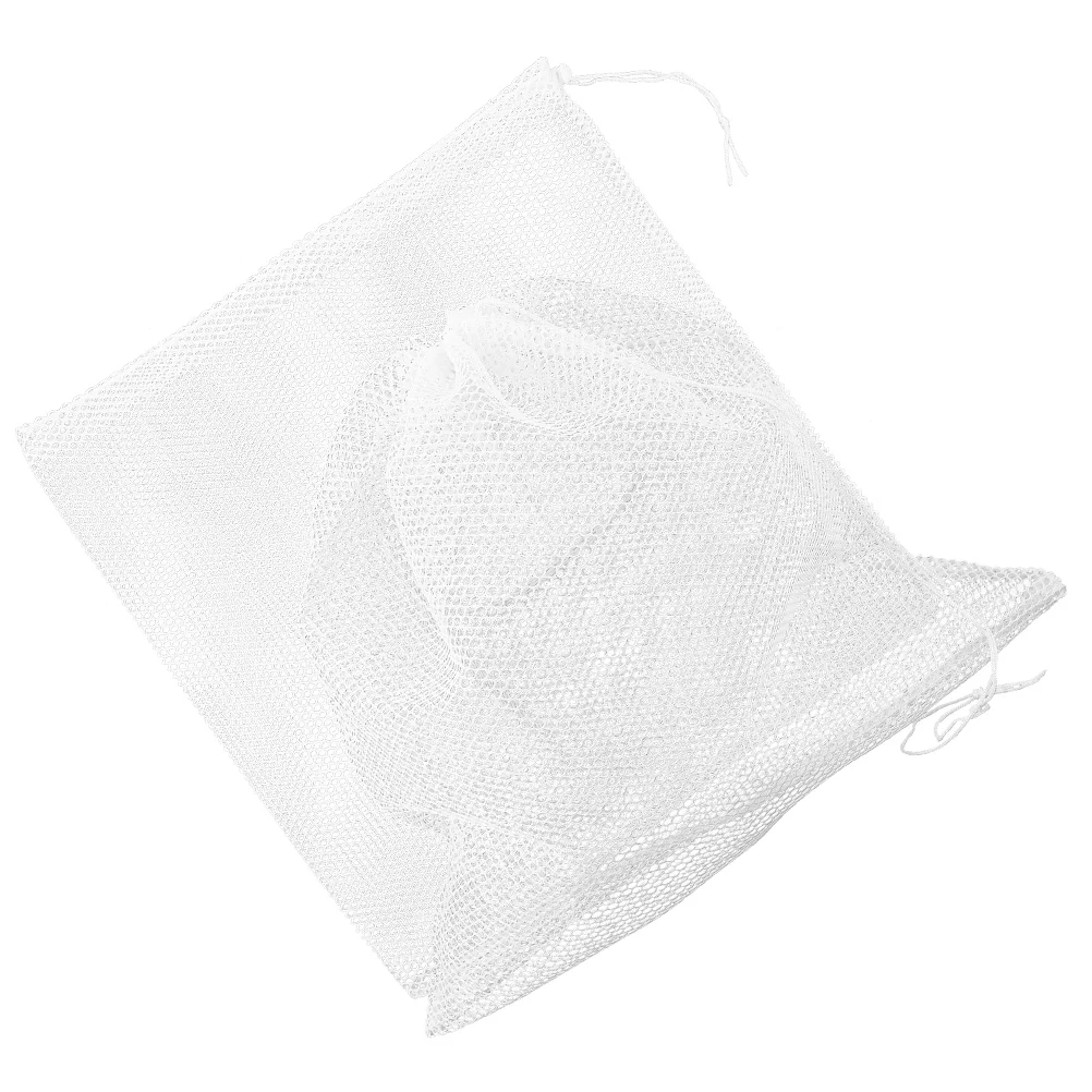 2 Pcs Mesh Strainer Water Pump Filter Net Aquarium Bag Household Large with Drawstring White Pond