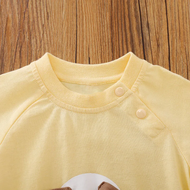 Newborn Baby Clothes unisex Yellow standing ear dog Jumpsuit Summer Short Sleeve Romper Infant Toddler pajamas One Piece Outfit