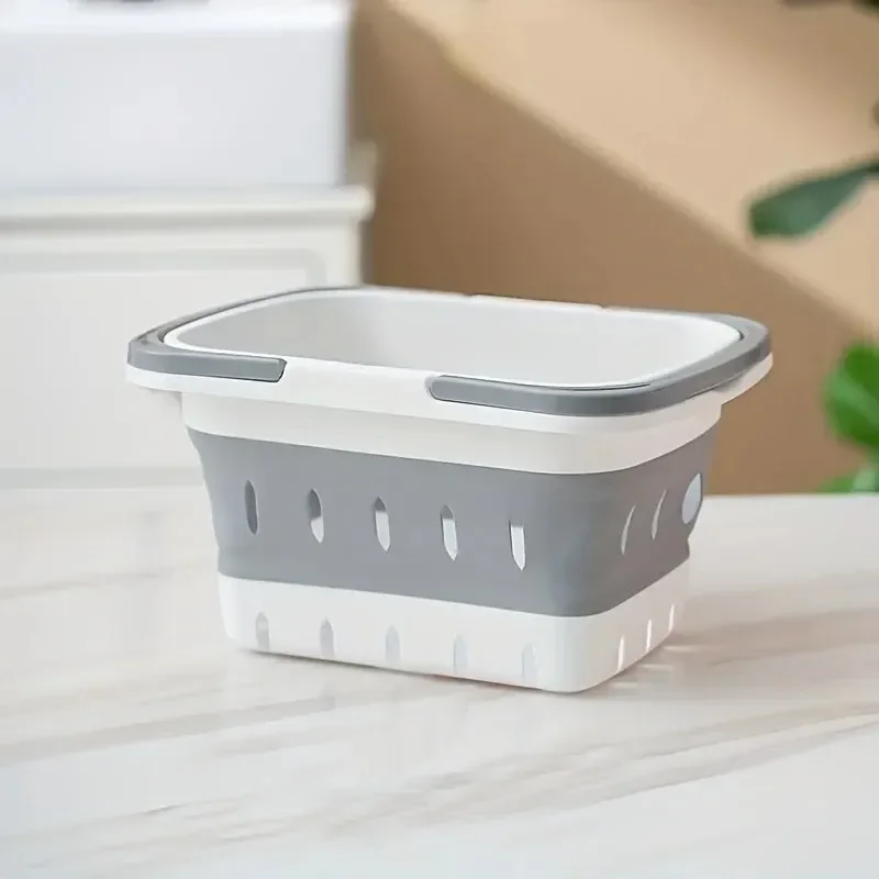 

Foldable Wash Basket Compact Laundry Basket Portable Folding Plastic Bath Caddy With Handle Capacity Travel Bathroom Accessories