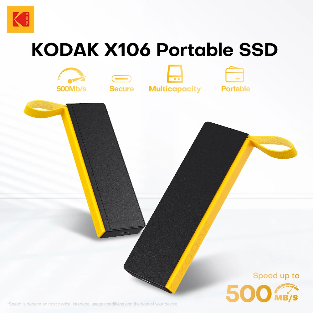 Внешний SSD Kodak 2 ТБ 1 ТБ Портативный жесткий диск 512 ГБ 256 ГБ 500 Мбит/с USB 3.2 PSSD для MacBook, iPad iPhone 15
