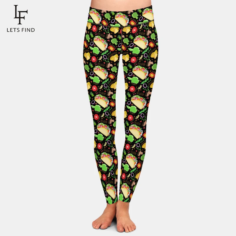 

LETSFIND New 3D Taco and Pizza Print Women High Waist Pant High Quaility Fitness Slim Soft Winter Warm Stretch Legging