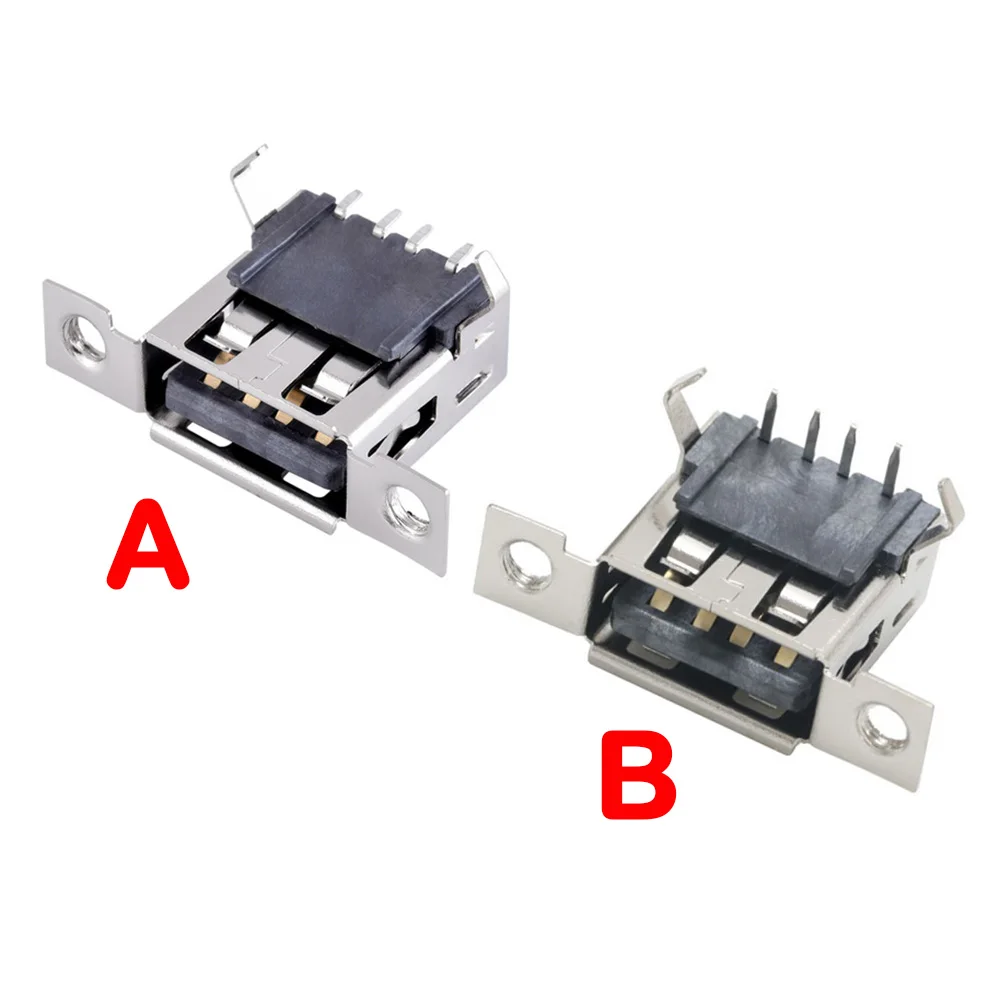 5 قطعة نوع المصغّر USB 2.0 أنثى جاك 4 دبابيس USB منفذ توصيل متعدد الذيل شحن المقبس مع ثقوب المسمار