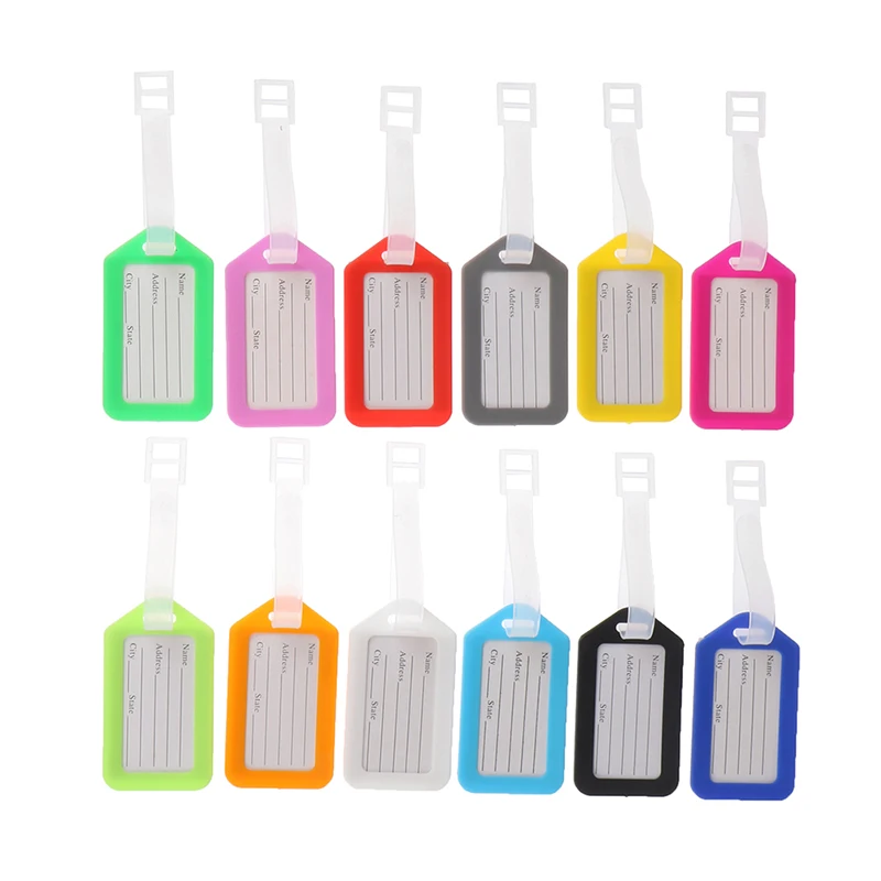 10pcs Luggage Tags Suitcase Label Bag Travel Accessories Luggage Bag Tag Name Address ID Label Plastic Suitcase Baggage Tags