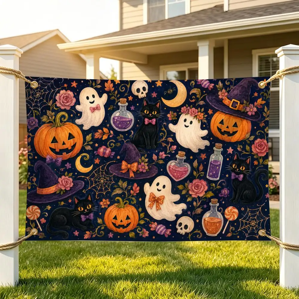 Sweet Halloween Magic Garden Flags are suitable for homes, bars, hotels, birthday parties, fan support, and themed collections
