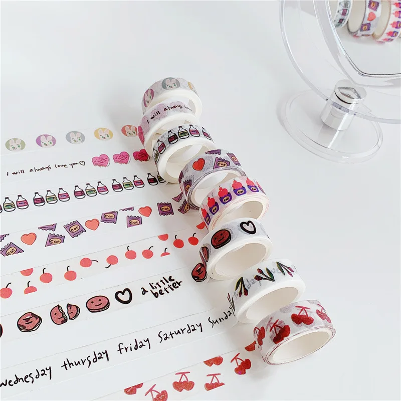

5m Washi Tape Heart Cake Pattern Ins Style Decorative Paper Tape for Journaling Sealing Stickers Minimalist Craft