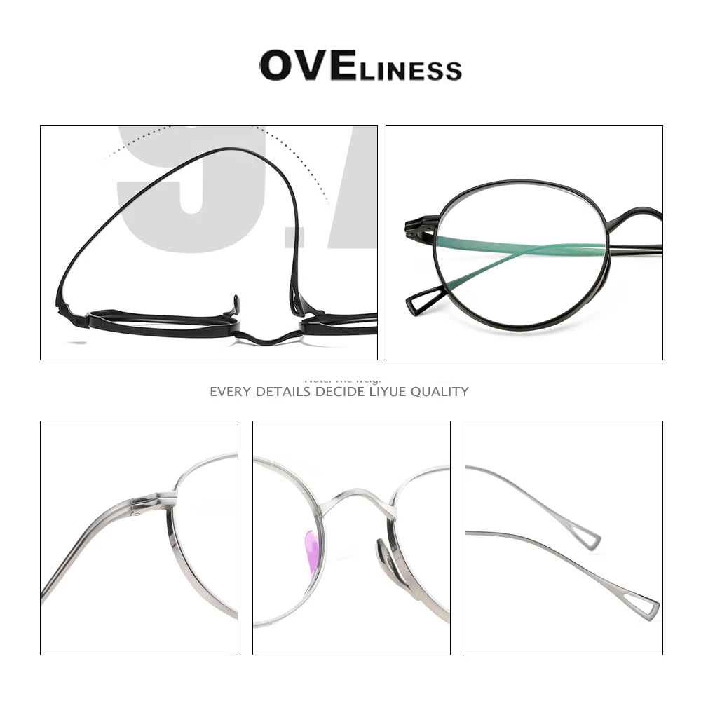Pure Titanium Glasses Frame Men Women Retro Round Prescription men's Eyeglasses frames 2023 New Vintage Optical Myopia eyewear image 6