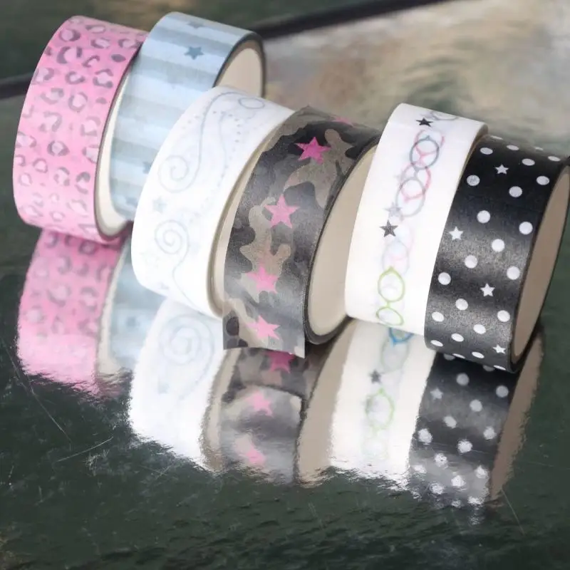 1/6Pcs INS Style DIY Polka Dot Tape Set Cute Patterns Easy Peel For Journal Material Tape Roll Crafts Decorative Tape Roll